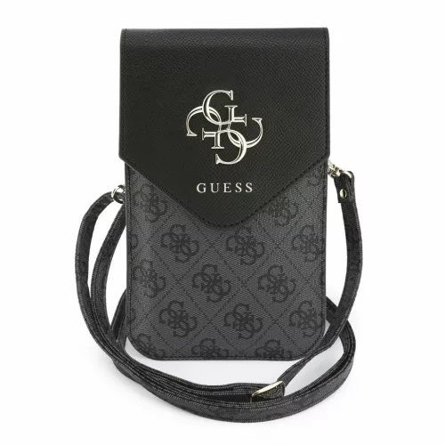 Guess PU Leather+Grained 4G Metal Logo táska / telefon tartó táska, fekete