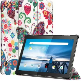   Samsung Galaxy Tab S9 FE Plus (12.4) SM-X610 / X616B, mappa tok, színes nagy pillangó minta, Trifold, fehér