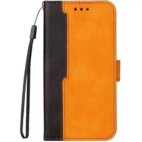Huawei Honor 200 Smart, Oldalra nyíló tok, stand, kártyatartóval, kézpánttal, Wooze Colour Wallet, narancssárga