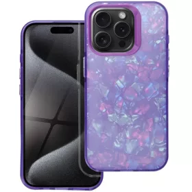   Apple iPhone 15, Műanyag hátlap védőtok + szilikon keret, kristály minta, Tutti-Frutti Case, lila