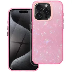   Apple iPhone 15 Pro, Műanyag hátlap védőtok + szilikon keret, kristály minta, Tutti-Frutti Case, rózsaszín