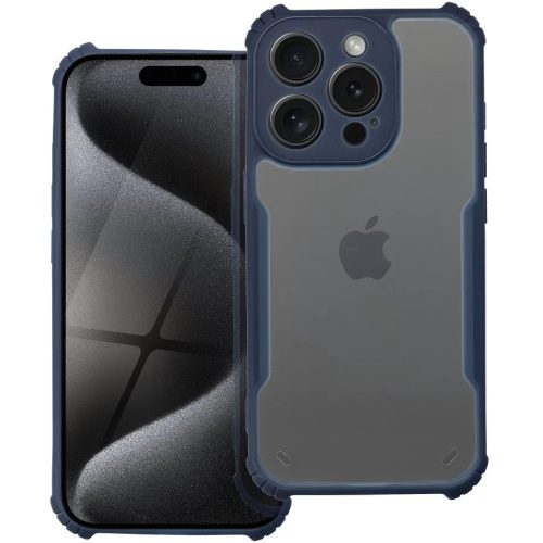 Oppo A3 4G (A40, A40m), Szilikon tok, közepesen ütésálló, légpárnás sarok, akril hátlap, Anti-Drop Case, átlátszó/sötétkék