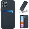 Apple iPhone 16e / 17e, Szilikon tok, kártyatartóval, Wooze Card Slot, sötétkék