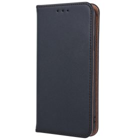   Apple iPhone 16e / 17e, Oldalra nyíló tok, valódi bőrtok, stand, Smart Pro, fekete