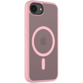   Apple iPhone 16e / 17e, Műanyag hátlap védőtok + szilikon keret, közepesen ütésálló, Magsafe kompatibilis, Tactical MagForce Hyperstealth, áttetsző/rózsaszín