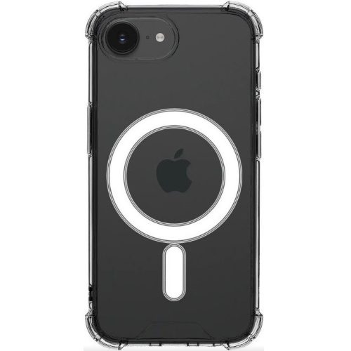 Apple iPhone 16e / 17e, Műanyag hátlap védőtok + szilikon keret, közepesen ütésálló, Magsafe töltővel kompatibilis, Tactical MagForce Plyo, átlátszó