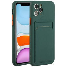   Samsung Galaxy A26 5G SM-A266B, Szilikon tok, kártyatartóval, Wooze Card Slot, sötétzöld