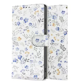   Samsung Galaxy A56 5G SM-A566B, Oldalra nyíló tok, stand, mágnes csattal, tavaszi virág minta, TP Wallett Spring Flowers, fehér/színes