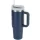 Prémium fémfalú utazó termosz + pohár, 1200 ml, hőtartó, szívószállal, fogantyúval, Tumbler, sötétkék