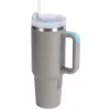 Prémium fémfalú utazó termosz + pohár, 1200 ml, hőtartó, szívószállal, fogantyúval, Tumbler, szürke