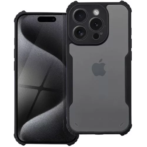 Apple iPhone Air (2025), Szilikon tok, közepesen ütésálló, légpárnás sarok, akril hátlap, Anti-Drop Case, átlátszó/fekete