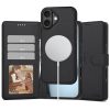 Apple iPhone 17, Oldalra nyíló tok, stand, mágnes csattal, kivehető tokkal, Magsafe töltővel kompatibilis, TP Wallett Magsafe, fekete