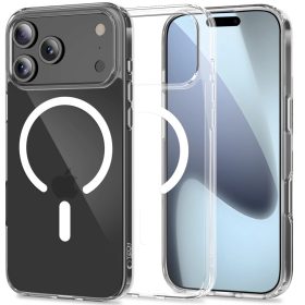   Apple iPhone 17 Pro, Műanyag hátlap védőtok + szilikon keret, Magsafe töltővel kompatibilis, FlexAir Hybrid Magsafe, átlátszó
