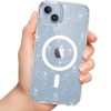 Apple iPhone 17, Műanyag hátlap védőtok + szilikon keret, Magsafe töltővel kompatibilis, csillogó hátlap, FlexAir Hybrid Magsafe Glitter, átlátszó