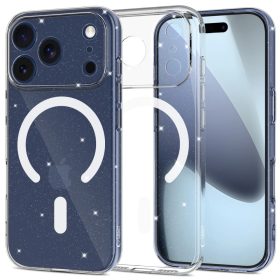   Apple iPhone 17 Pro Max, Műanyag hátlap védőtok + szilikon keret, Magsafe töltővel kompatibilis, csillogó hátlap, FlexAir Hybrid Magsafe Glitter, átlátszó