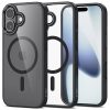 Apple iPhone 17, Műanyag hátlap védőtok + szilikon keret, Magsafe töltővel kompatibilis, Magmat Magsafe, átlátszó/fekete