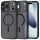 Apple iPhone 17 Pro, Műanyag hátlap védőtok + szilikon keret, Magsafe töltővel kompatibilis, kameravédő kerettel, Magcam Magsafe, áttetsző/fekete