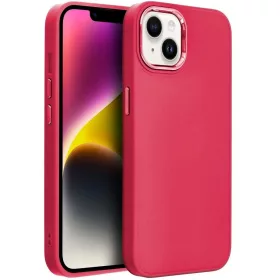   Samsung Galaxy S25 FE SM-S731, Szilikon tok, közepesen ütésálló, fémhatású kamera keret, Frame Case, magenta