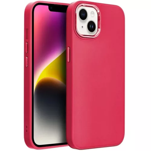 Samsung Galaxy S25 FE SM-S731, Szilikon tok, közepesen ütésálló, fémhatású kamera keret, Frame Case, magenta