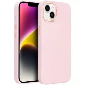   Samsung Galaxy S25 FE SM-S731, Szilikon tok, közepesen ütésálló, fémhatású kamera keret, Frame Case, rózsaszín