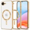 Apple iPhone 16e / 17e, Műanyag hátlap védőtok + szilikon keret, közepesen ütésálló, Magsafe töltővel kompatibilis, fényes keret, Magflex Magsafe, átlátszó/arany