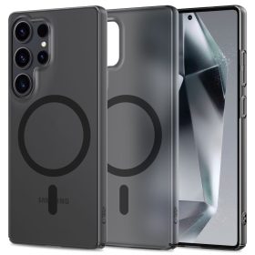   Samsung Galaxy S25 Ultra SM-S938, Műanyag hátlap védőtok + szilikon keret, közepesen ütésálló, Magsafe töltővel kompatibilis, Magslim Magsafe, áttetsző/fekete