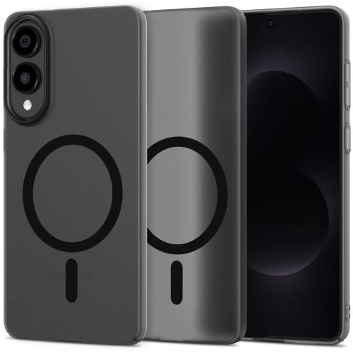 Samsung Galaxy S25 Edge SM-S937, Műanyag hátlap védőtok + szilikon keret, közepesen ütésálló, Magsafe töltővel kompatibilis, Magslim Magsafe, áttetsző/fekete