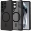 Samsung Galaxy S25 Ultra SM-S938, Műanyag hátlap védőtok + szilikon keret, Magsafe töltővel kompatibilis, kameravédő kerettel, Magcam Magsafe, áttetsző/fekete