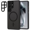 Samsung Galaxy S25 Ultra SM-S938, Műanyag hátlap védőtok + szilikon keret, Magsafe töltővel kompatibilis, kameravédő kerettel, Magcam Magsafe, áttetsző/fekete