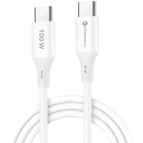   USB Type-C töltő- és adatkábel, USB Type-C, 100 cm, 5000 mA, 100W, törésgátlóval, gyorstöltés, PD, QC 4.0, Forcell F-Energy C347, fehér