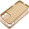 Apple iPhone 15 Pro, Szilikon tok, mikrofiber plüss belső, csillogó hátlap, Metallic Case, arany