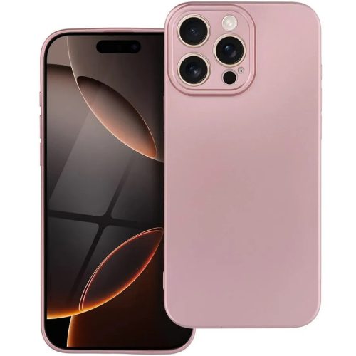 Apple iPhone 16 Plus, Szilikon tok, mikrofiber plüss belső, csillogó hátlap, Metallic Case, rózsaszín