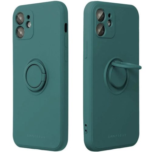 Apple iPhone 15 Pro Max, Szilikon tok, stand, telefontartó gyűrű, Roar Amber, zöld