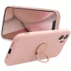 Apple iPhone 16, Szilikon tok, stand, telefontartó gyűrű, Roar Amber, rózsaszín