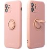 Apple iPhone 16 Plus, Szilikon tok, stand, telefontartó gyűrű, Roar Amber, rózsaszín
