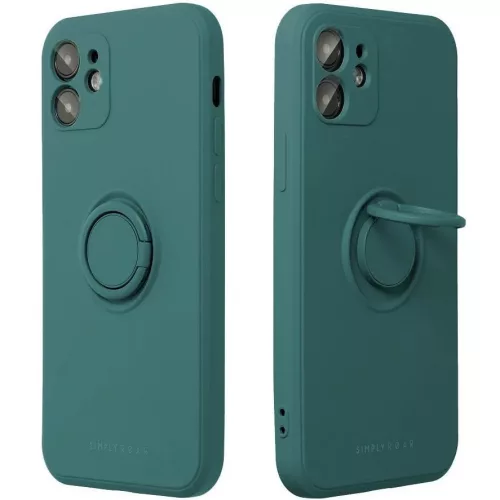 Apple iPhone 16 Plus, Szilikon tok, stand, telefontartó gyűrű, Roar Amber, zöld