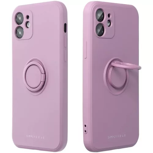 Samsung Galaxy S25 SM-S931, Szilikon tok, stand, telefontartó gyűrű, Roar Amber, lila