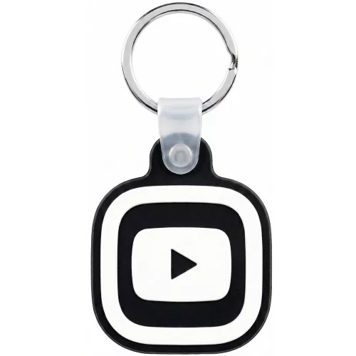 Közösségi média kulcstartó, NFC chippel, Youtube logóval, NFC Keychain, fekete/fehér
