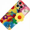 Apple iPhone 13, Szilikon tok, kézpánttal, virág minta, Flower Case, mintás