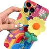 Apple iPhone 15, Szilikon tok, kézpánttal, virág minta, Flower Case, mintás