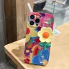Apple iPhone 15, Szilikon tok, kézpánttal, virág minta, Flower Case, mintás