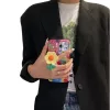 Apple iPhone 15, Szilikon tok, kézpánttal, virág minta, Flower Case, mintás