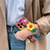 Apple iPhone 15, Szilikon tok, kézpánttal, virág minta, Flower Case, mintás