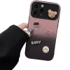 Apple iPhone 11, Szilikon tok, színátmenetes, 3D maci, kávé, smile minta, Teddy Bear Coffee Case, rózsaszín/fekete