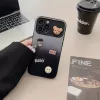 Apple iPhone 14, Szilikon tok, színátmenetes, 3D maci, kávé, smile minta, Teddy Bear Coffee Case, szürke/fekete