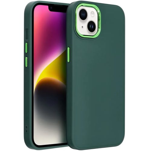 Samsung Galaxy S26 Plus SM-S947, Szilikon tok, közepesen ütésálló, fémhatású kamera keret, Frame Case, zöld