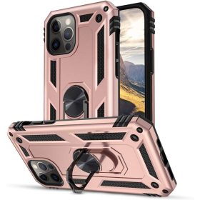   Samsung Galaxy A05 SM-A055F, Műanyag hátlap védőtok, közepesen ütésálló, szilikon belső, telefontartó gyűrű, Defender, vörösarany