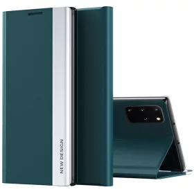  Samsung Galaxy S24 Plus SM-S926, Oldalra nyíló tok, stand, Wooze Silver Line, sötétzöld