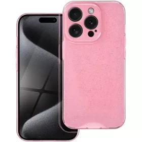   Apple iPhone 15 Plus, Szilikon tok, 2 mm vastag, csillogó hátlap, rózsaszín
