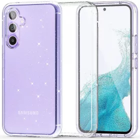   Samsung Galaxy S23 FE SM-S711, Műanyag hátlap védőtok + szilikon keret, csillogó hátlap, FlexAir Hybrid Glitter, átlátszó